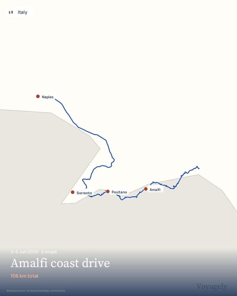 A Paper poster of an Amalfi coast drive along the road from Naples to Salerno